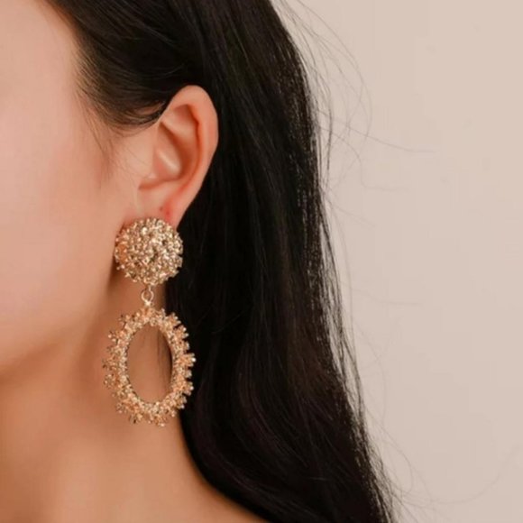 Clip On Oversized Statement Silver Earrings - Picture 6 of 6